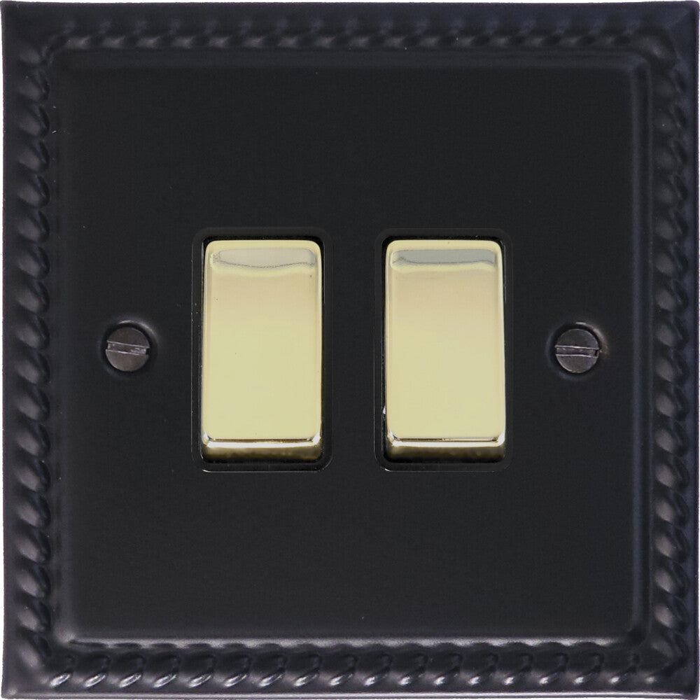 Georgian Flat Black 2 Gang Switch