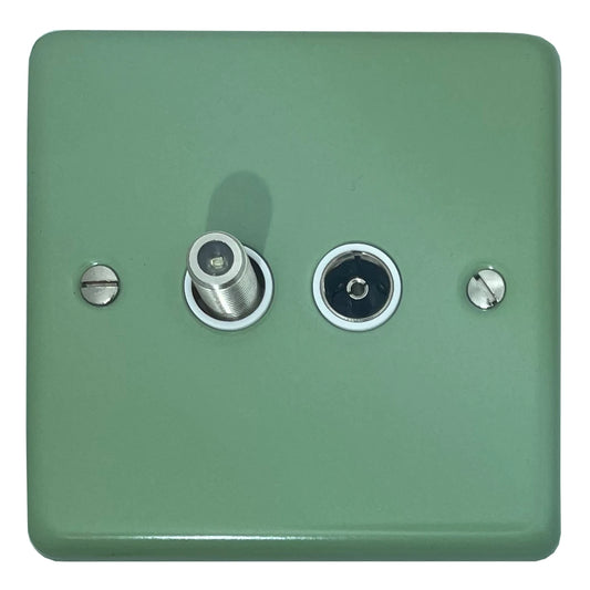 Classic Sage Green TV and Satelite Point (White Inserts)