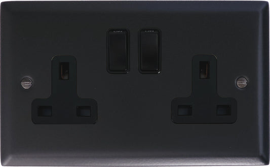 Spectrum  Flat Black   2 Gang Socket