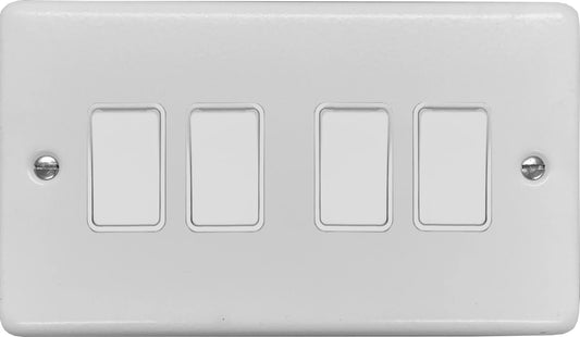 Contour Flat White 4 Gang Switch