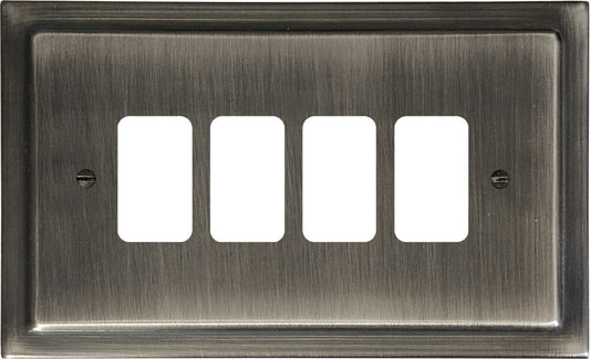 Victorian Antique Nickel 4 Gang Grid Plate