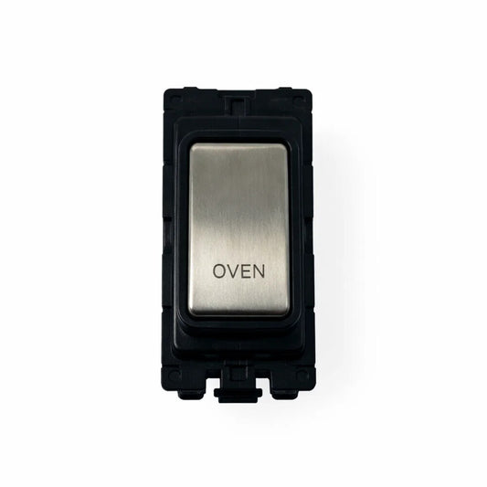 20A DP Switch - Engraved - Oven - Black and Satin Chrome Switch