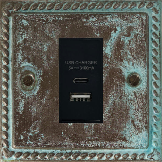 Georgian Verdigris 1 Gang USB Type A + C