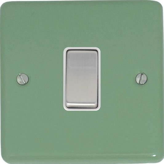 Classic Sage Green 1 Gang Switch (Satin Chrome Switch/White Insert)