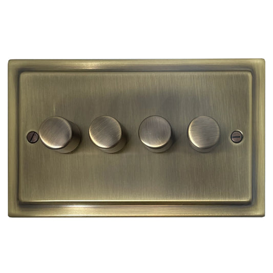 Victorian Light Antique Brass 4 Gang Dimmer LED