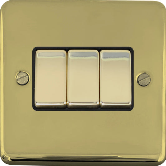 Contour Polished Brass 3 Gang 2 Way Switch