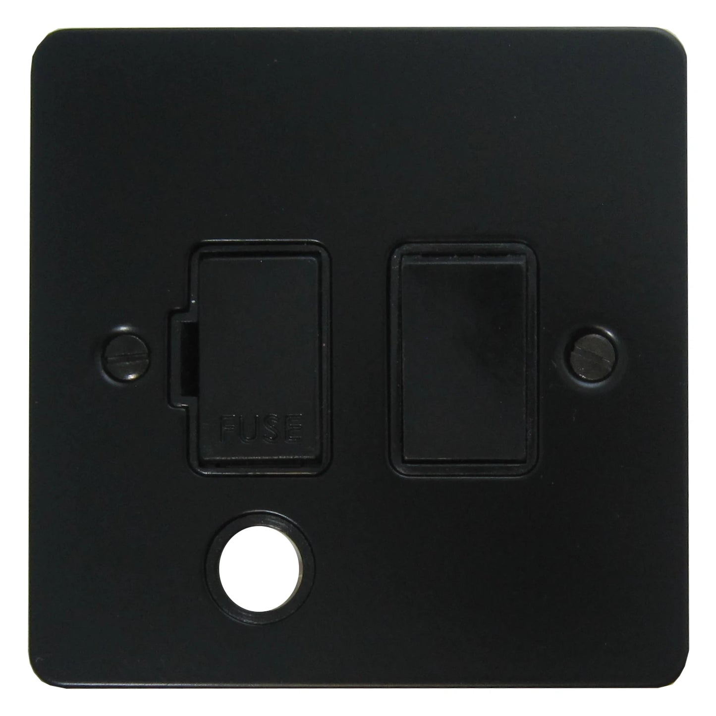 Flat Black Switched Fused Spur with Flex Outlet