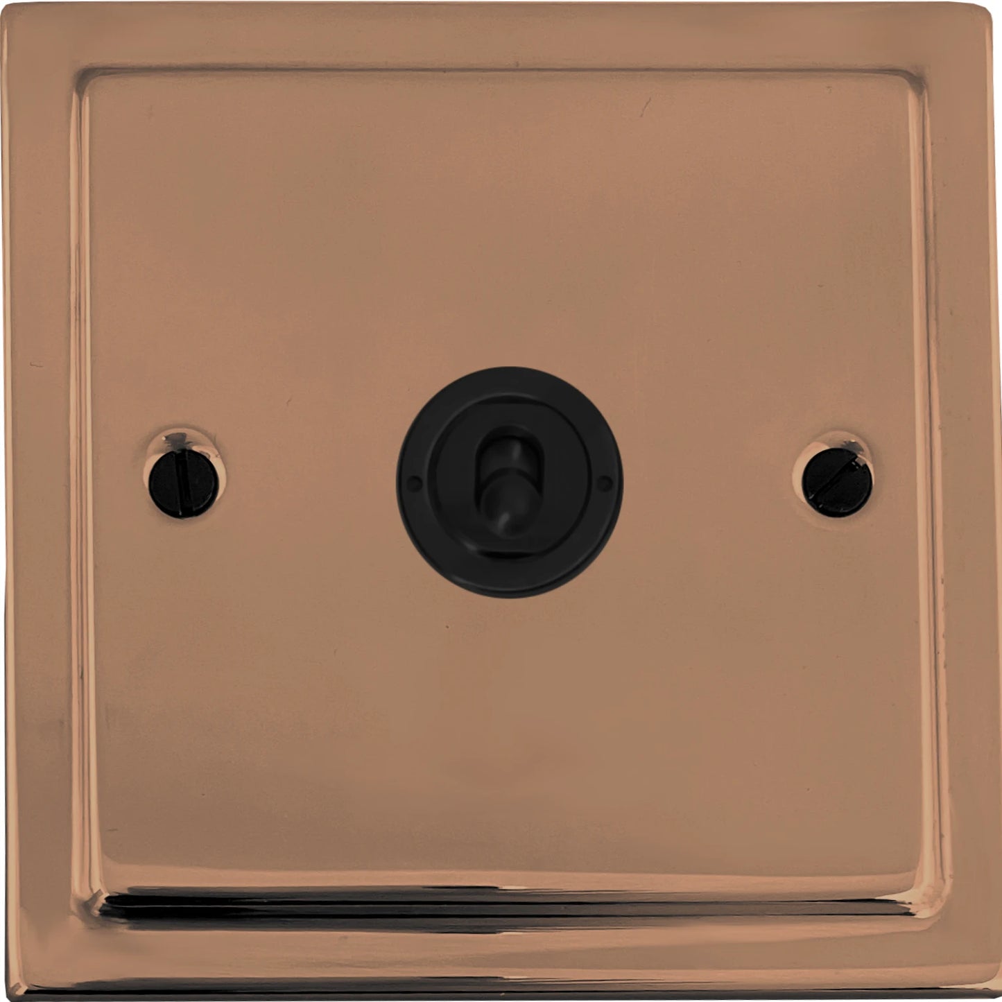 Victorian Polished Copper 1 Gang Toggle (Flat Black Toggle)