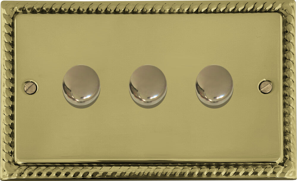 Georgian Polished Brass 3 Gang LED Dimmer