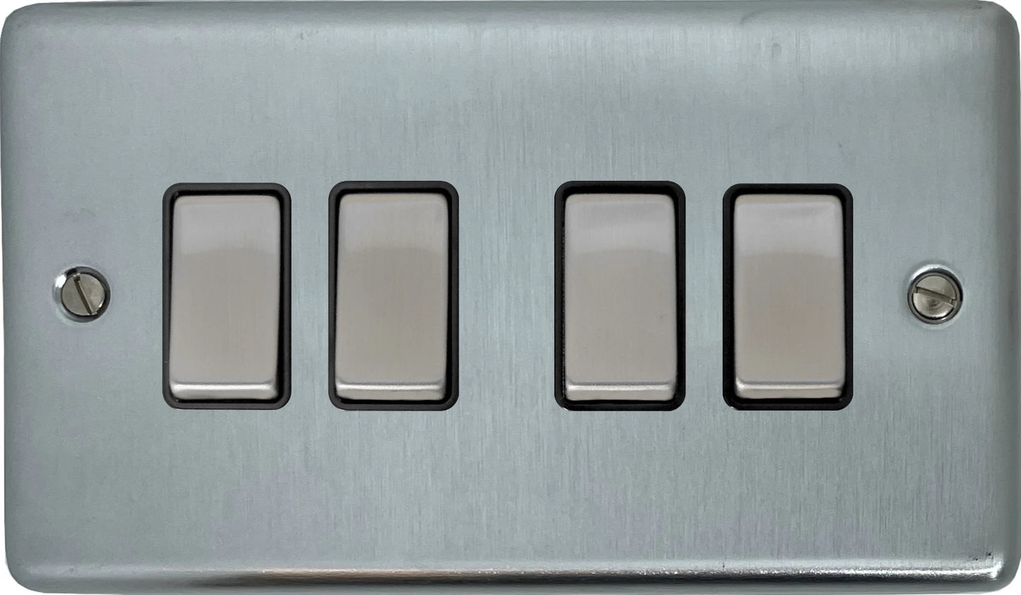 Contour Satin Chrome 4 Gang 2 Way Switch