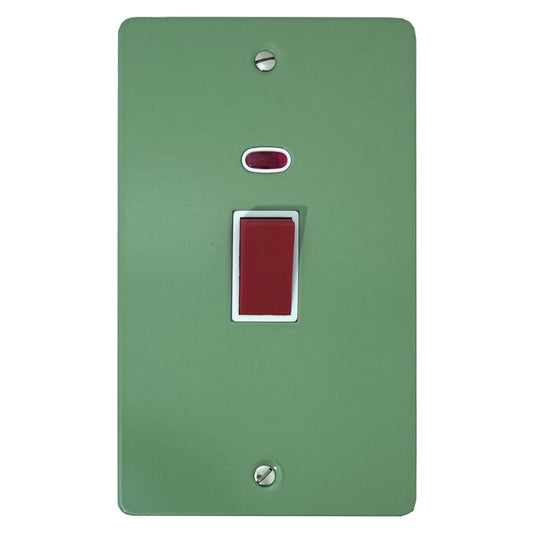 Flat Sage Green 45 Amp Vertical Cooker Switch (White Switch)