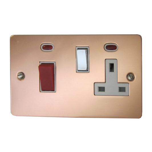 Flat Bright Copper Cooker Switch + Socket