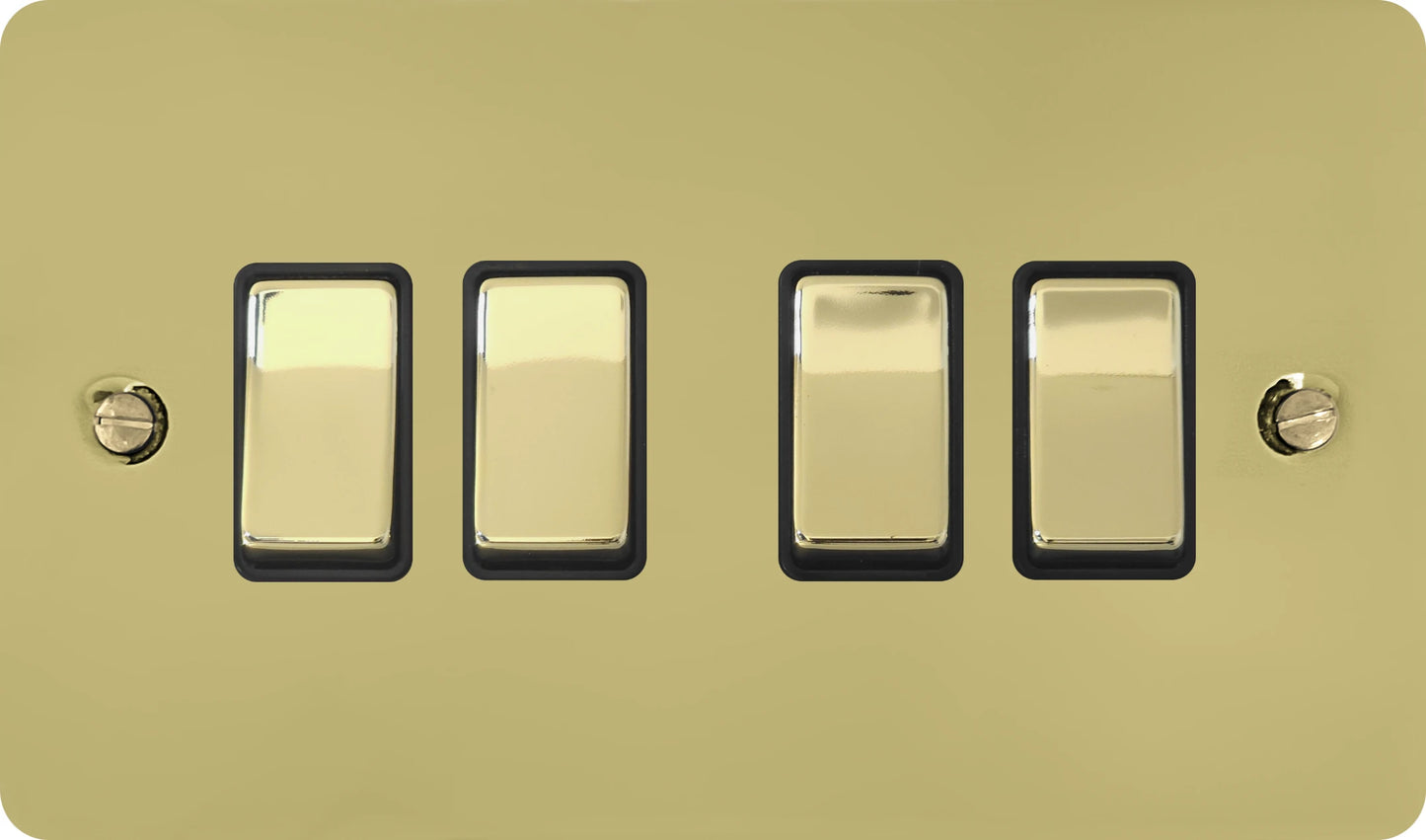 Flat Polished Brass 4 Gang Switch