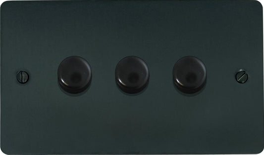 Flat Black Bronze LED Dimmer (3 Gang)
