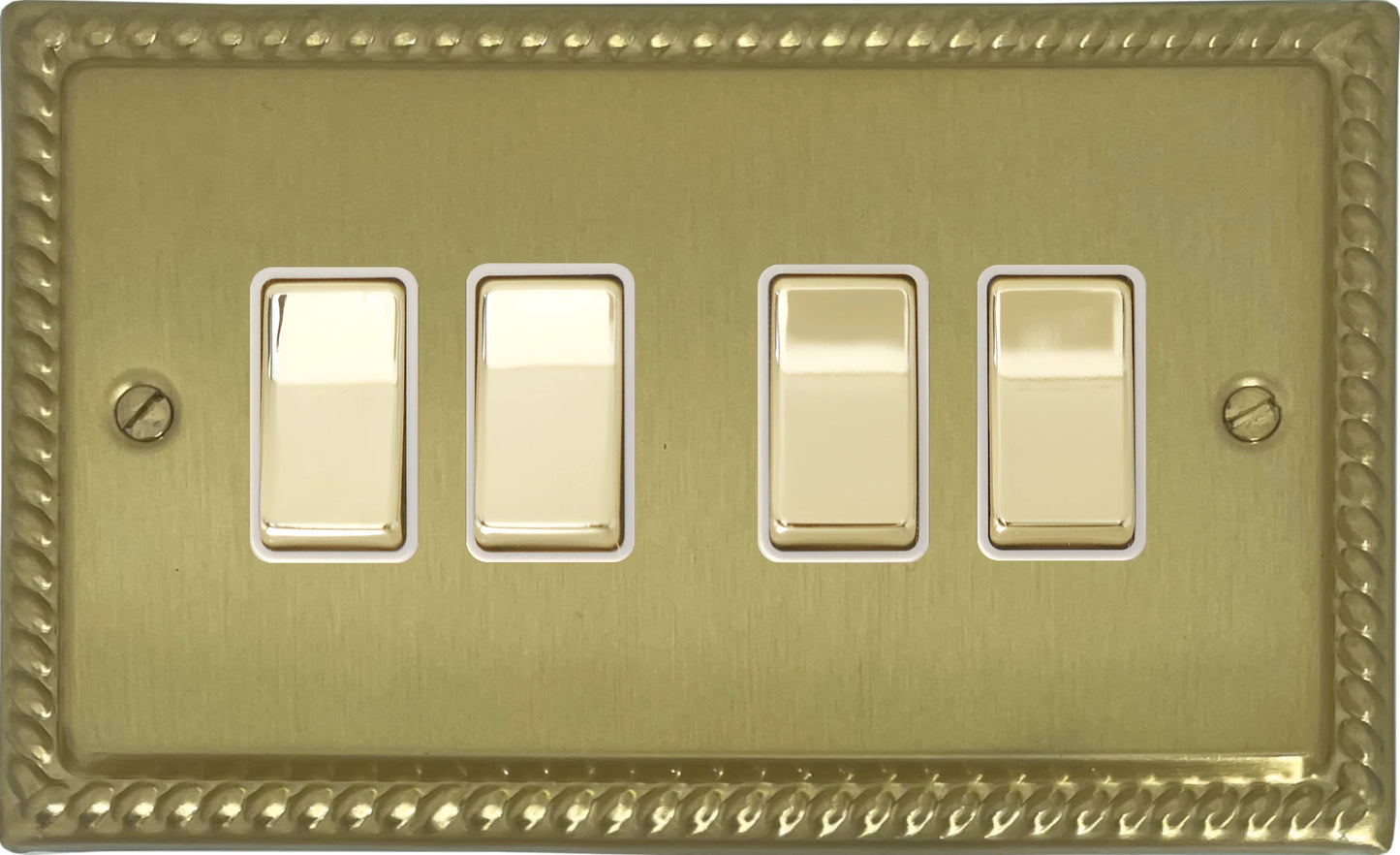 Georgian Satin Brass 4 Gang Switch