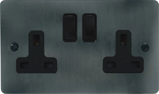Flat Slate Effect 2 Gang Socket