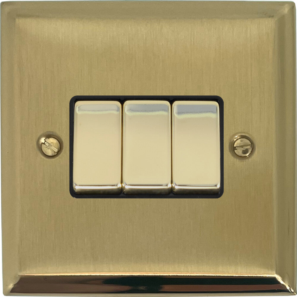 Deco Satin Brass 3 Gang Switch