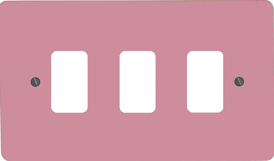 Flat Gloss Pink 3 Gang Grid Plate