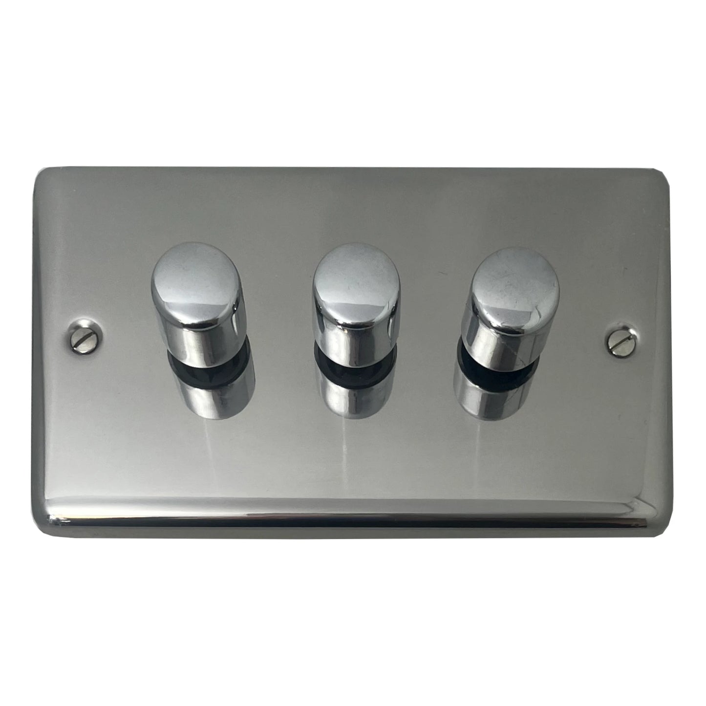 Contour Polished Steel 3 Gang LED Dimmer