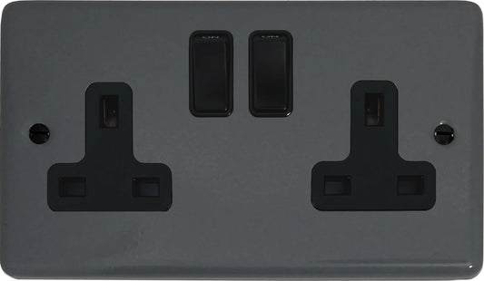 Contour  Dark Grey 2 Gang Socket