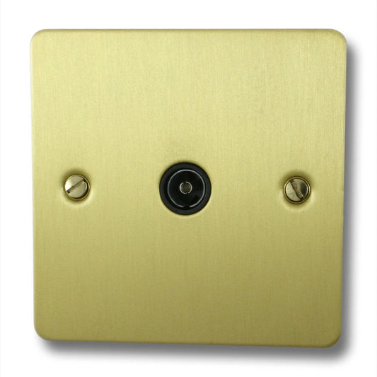 Flat Satin Brass 1 Gang Coax Point