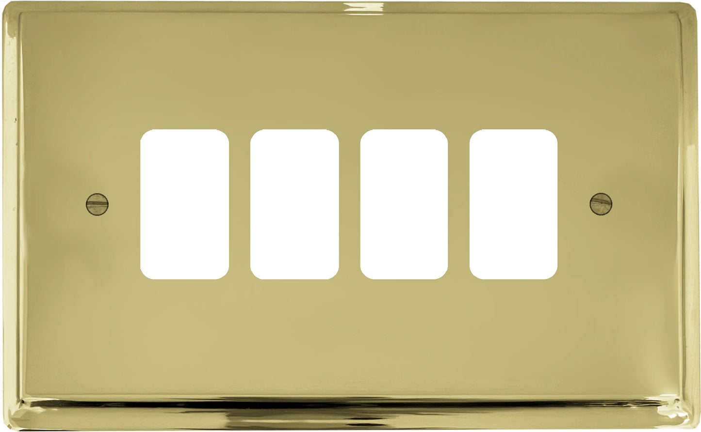 Deco Polished Brass 4 Gang Grid Grid Plate