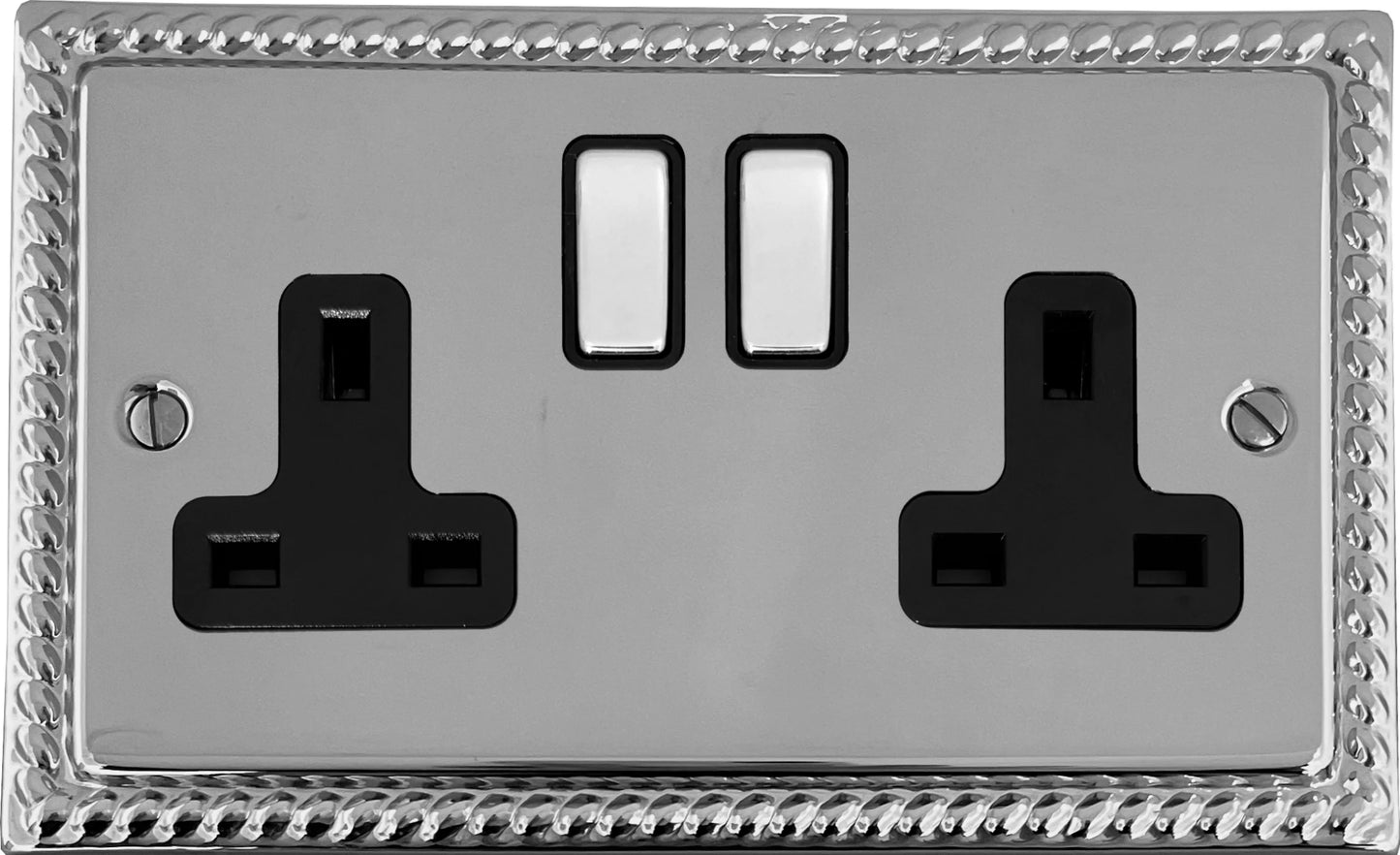 Georgian  Polished Chrome  2 Gang Socket