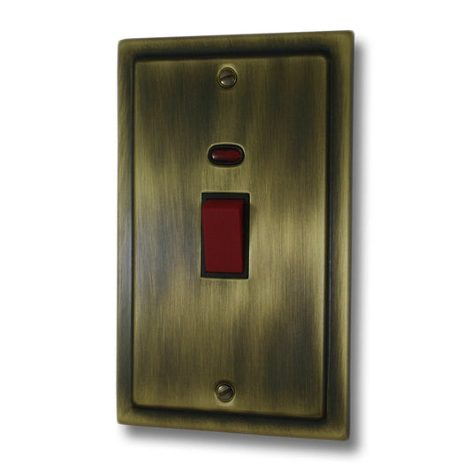 Victorian Antique Brass 45 Amp Vertical Cooker Switch - Victorian Cast range electrical cooker switch