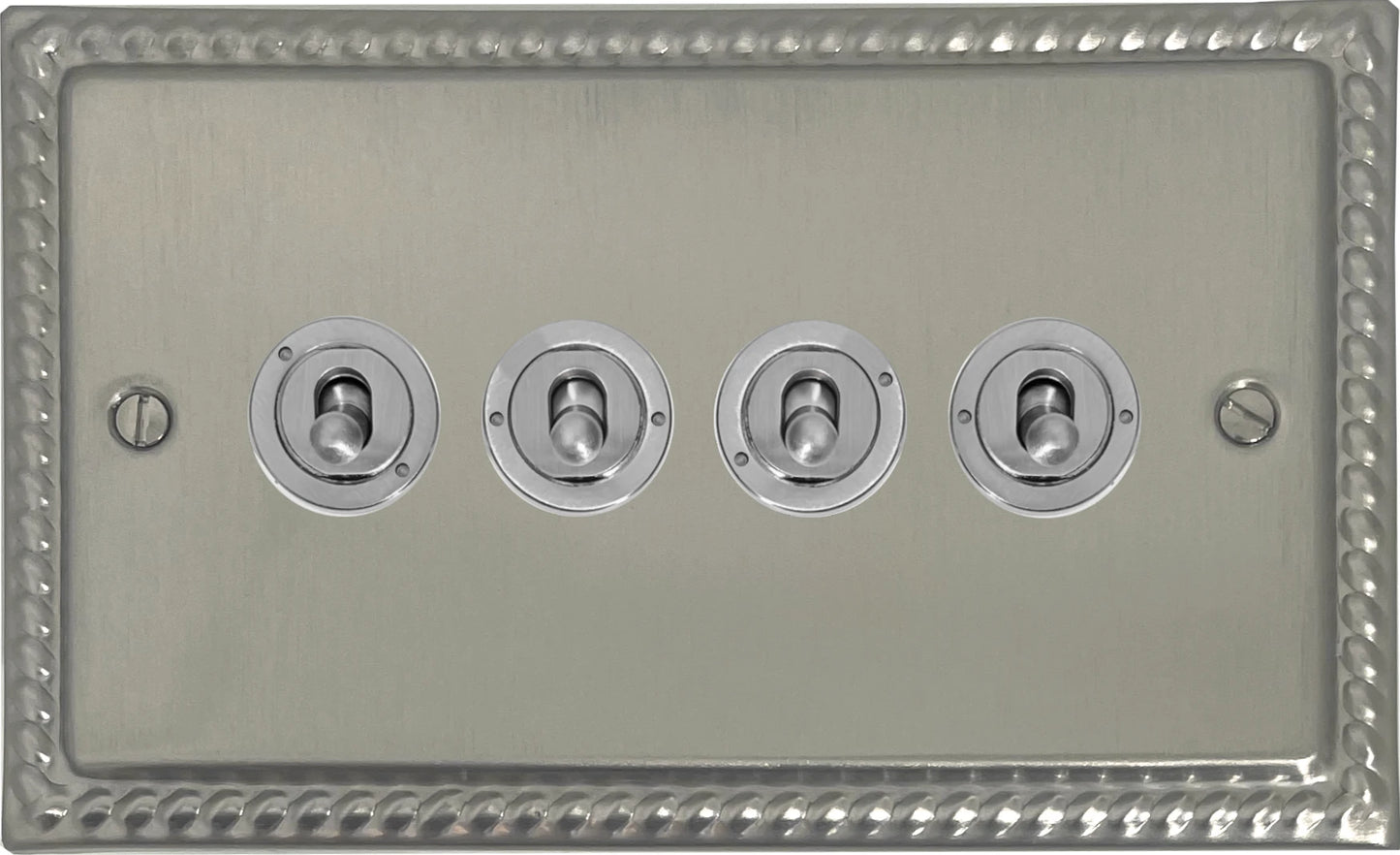 Georgian Satin Nickel 4 Gang Toggle (Brushed Steel Toggle)