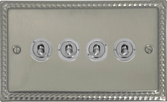 Georgian Satin Nickel 4 Gang Toggle (Brushed Steel Toggle)