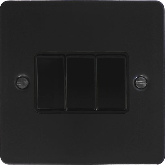 Flat Black 3 Gang Switch (Black Switches)