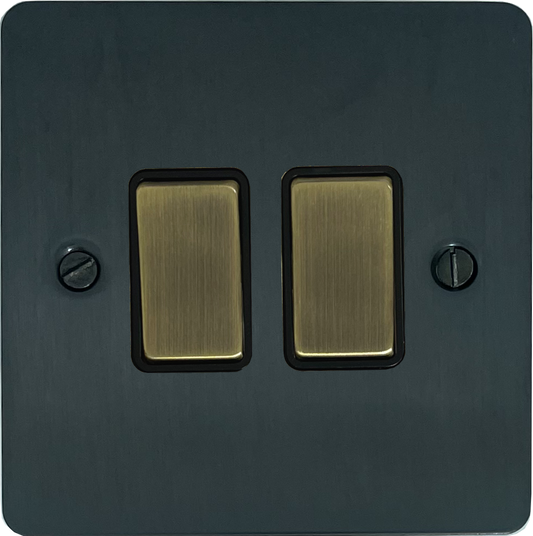 Flat Black Bronze 2 Gang Switch