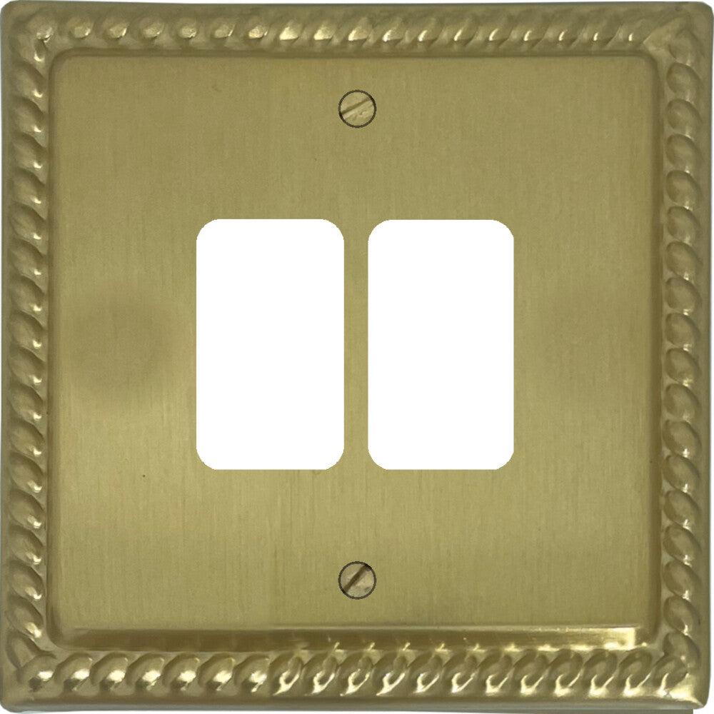 Georgian Satin Brass 2 Gang Grid Plate