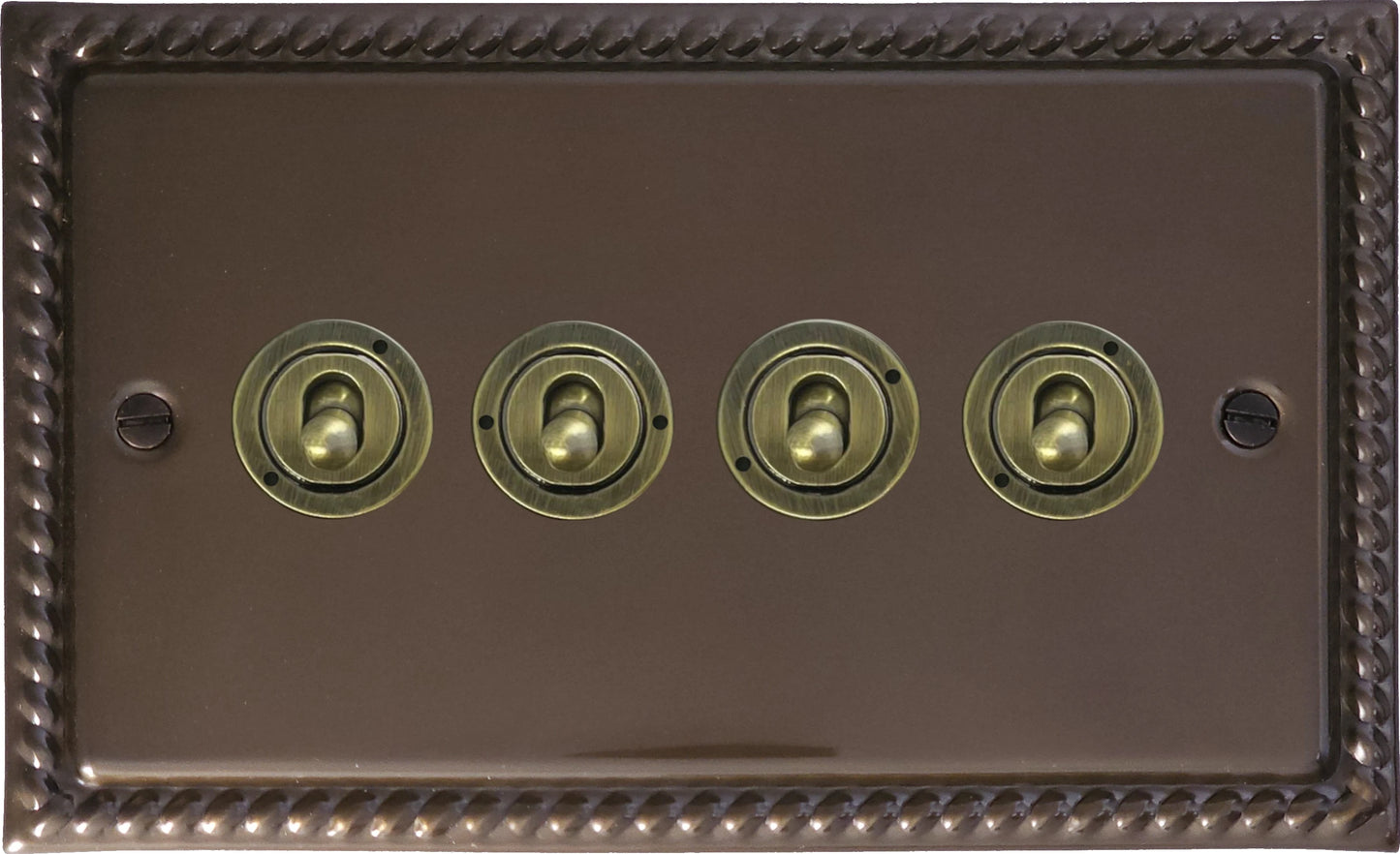 Georgian Medium Bronze 4 Gang 2 Way Toggle