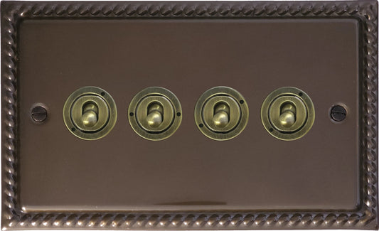 Georgian Medium Bronze 4 Gang 2 Way Toggle