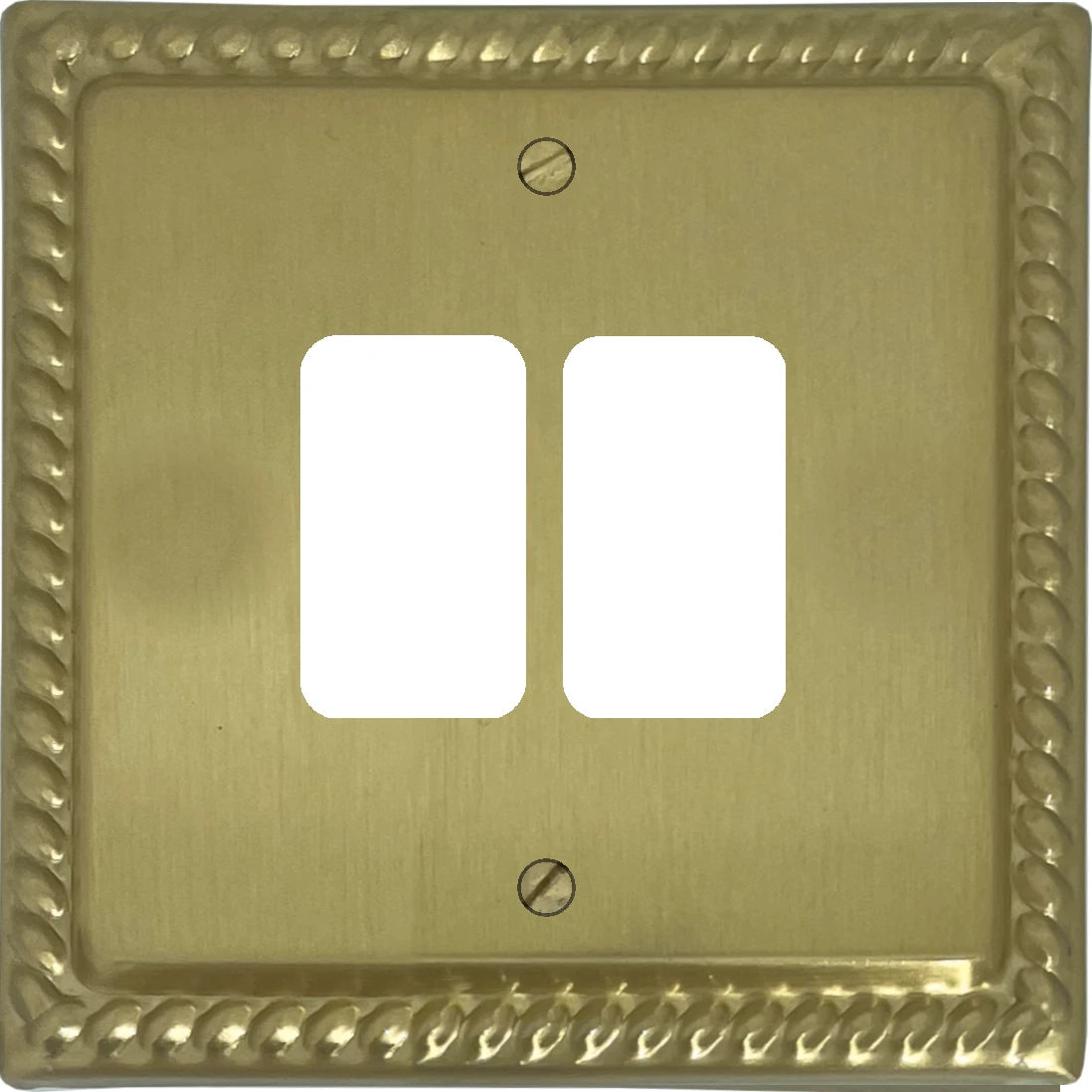 Georgian Satin Brass 2 Gang Grid Plate