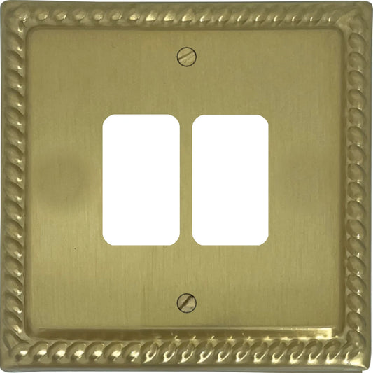 Georgian Satin Brass 2 Gang Grid Plate