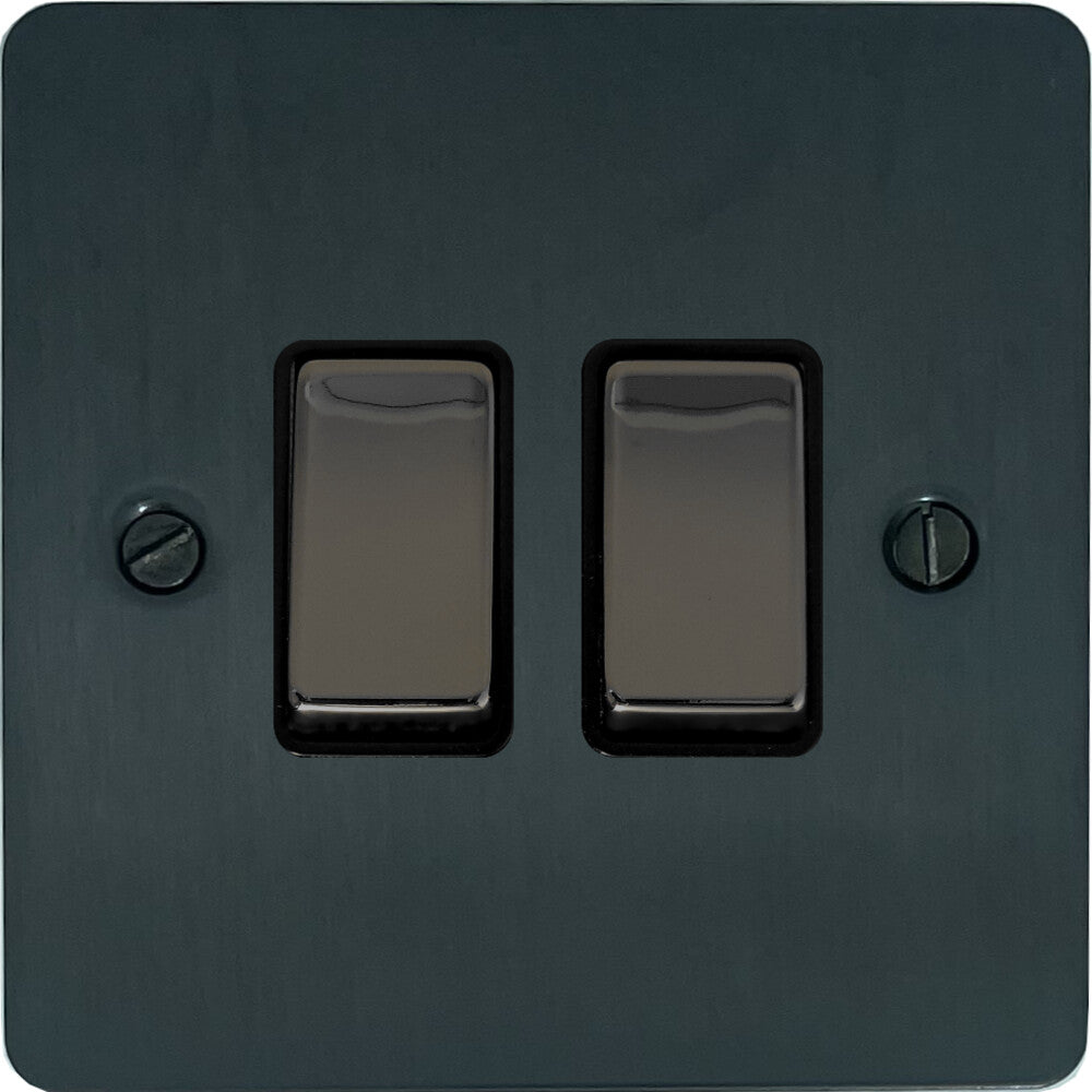 Flat Black Bronze 2 Gang Switch