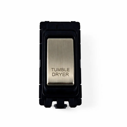 20A DP Switch - Engraved - Tumble Dryer - Black and Satin Chrome Switch