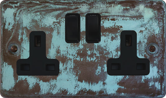 Flat Verdigris  2 Gang Socket