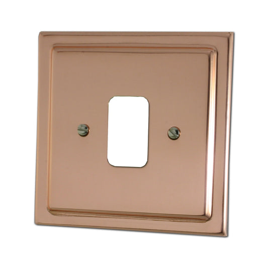 Victorian Polished Copper 1 Gang Grid Plate