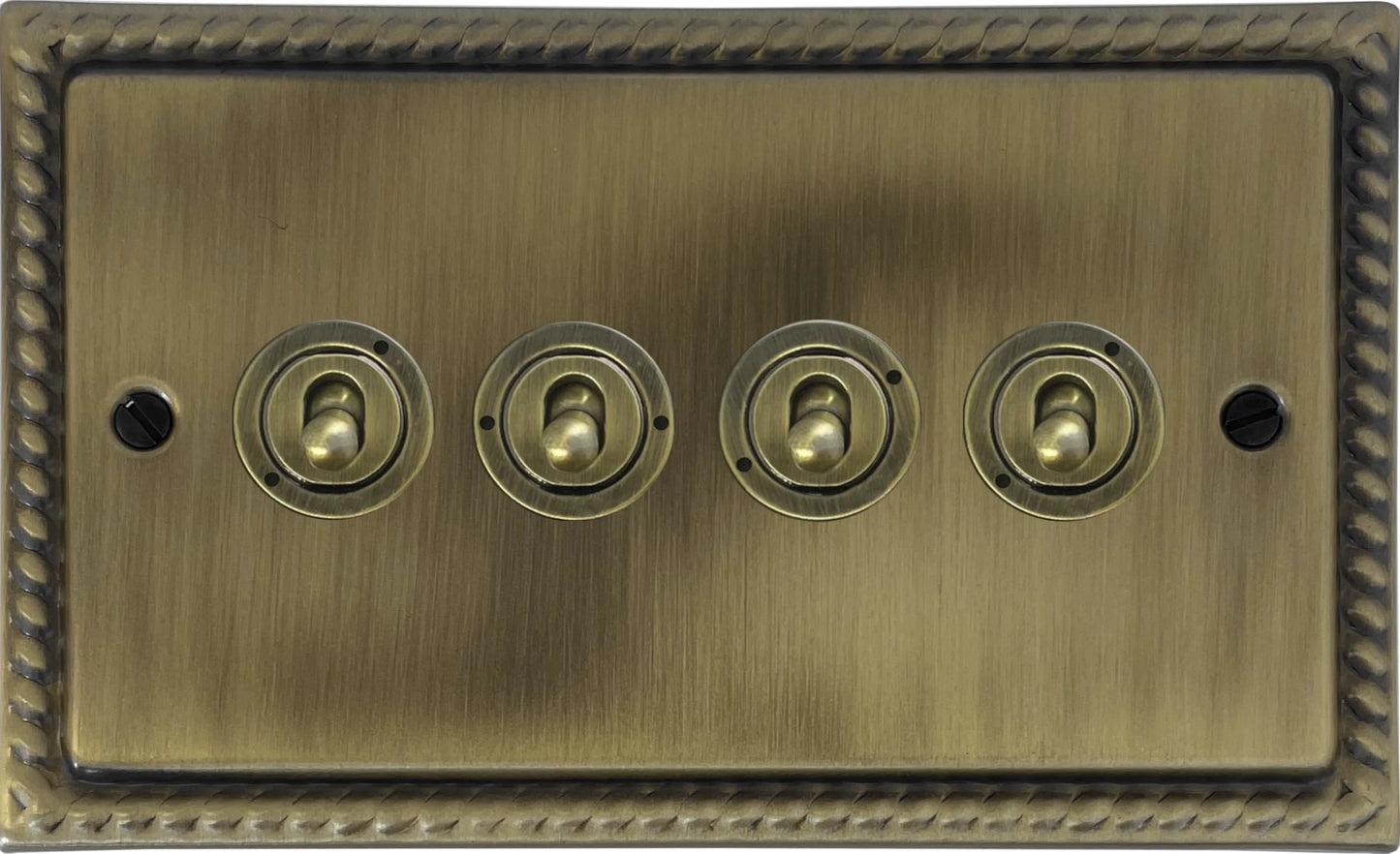 Georgian Light Antique Brass 4 Gang Toggle Switch