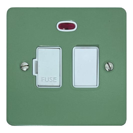 Flat Sage Green Switched Fuse Spur with Neon (White Switch)