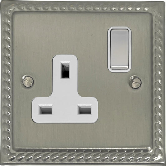 Georgian Satin Nickel 1 Gang Socket