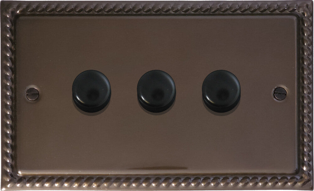 Georgian Medium Bronze 3 Gang LED Dimmer