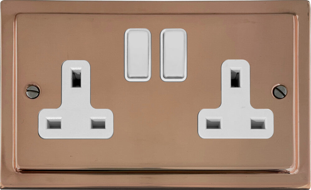 Victorian Polished Copper 2 Gang Socket