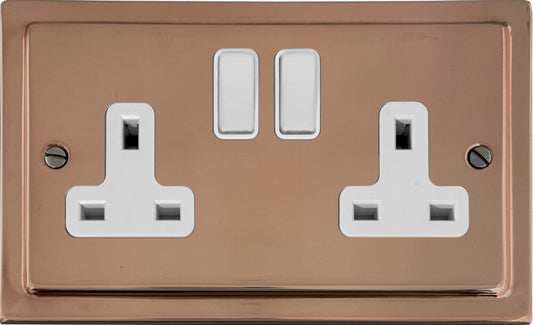 Victorian Polished Copper 2 Gang Socket