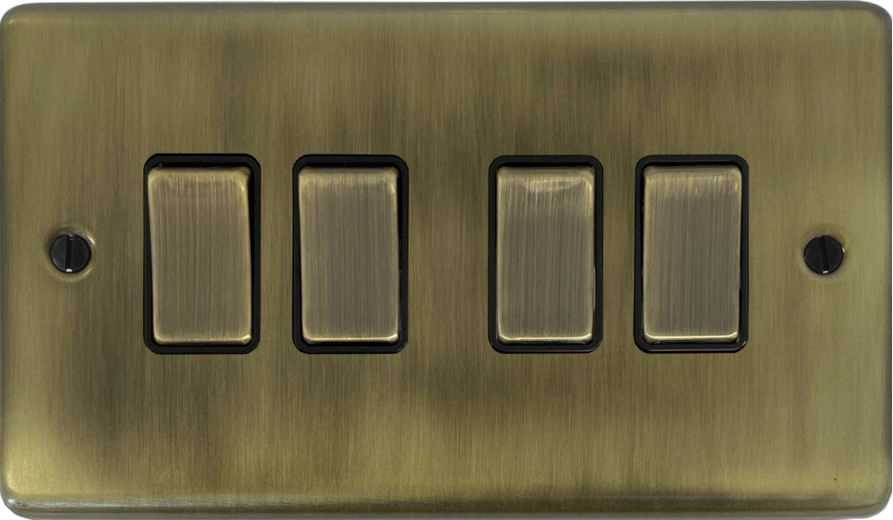 Contour Light Antique Brass 4 Gang 2 Way Switch