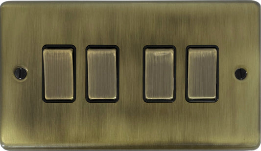 Contour Light Antique Brass 4 Gang 2 Way Switch