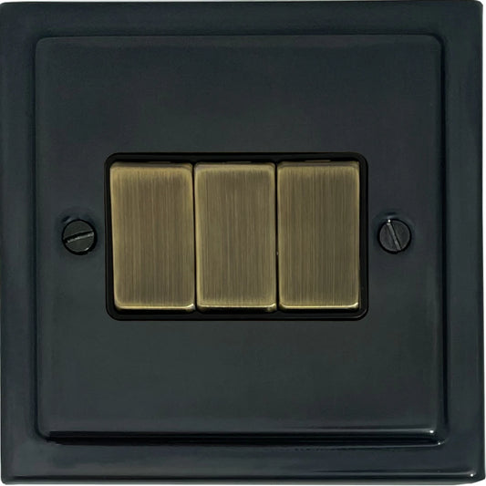 Victorian Black Bronze 3 Gang Switch